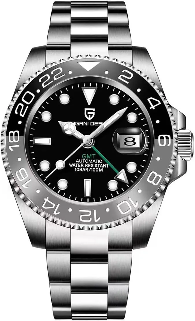 Watch with Date Function Men's Sport blink Watch Pagani Design GMT Automatic Mechanical Men's Watch Rotating Ceramic Bezel Stainless Steel 