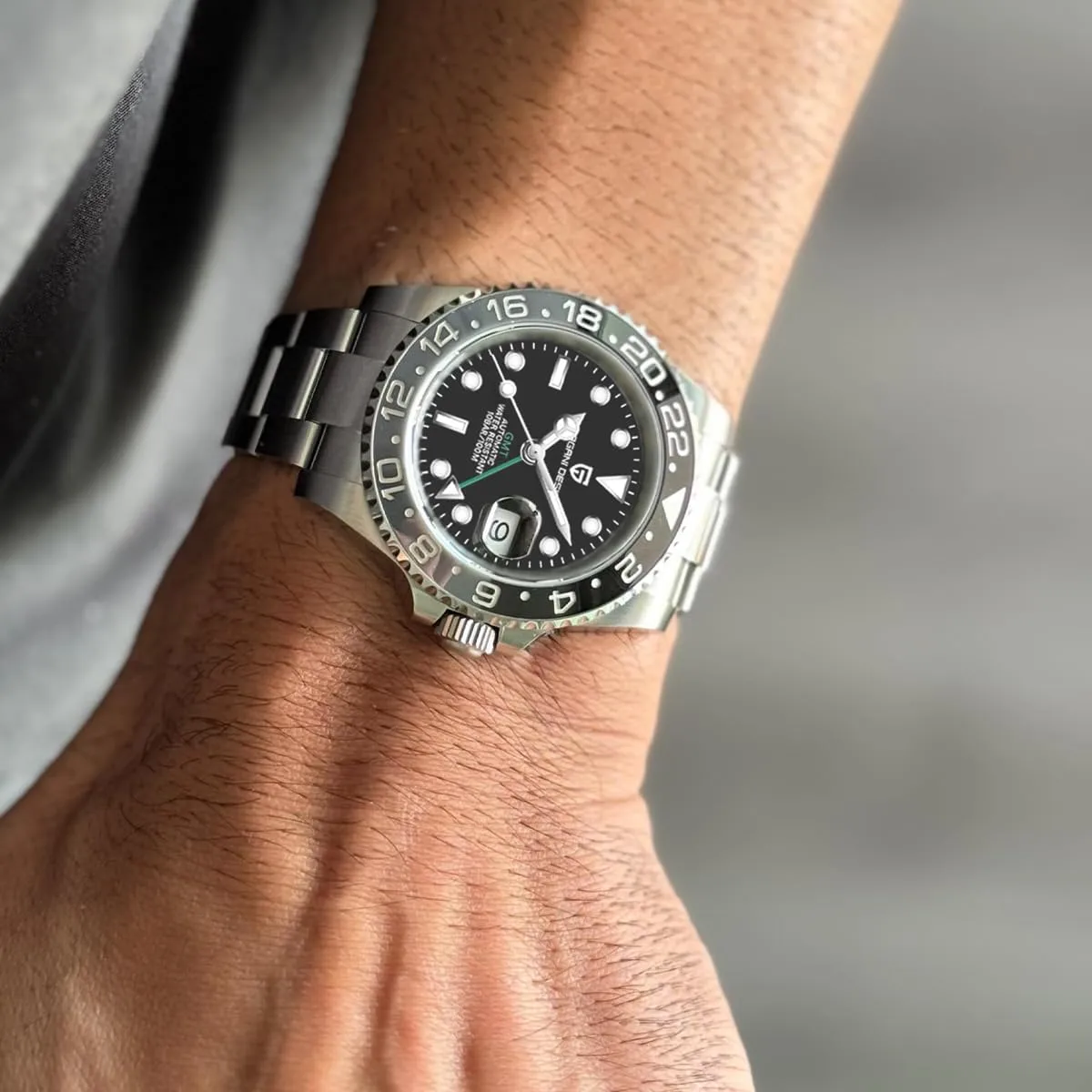 Watch with Date Function Men's Sport blink Watch Pagani Design GMT Automatic Mechanical Men's Watch Rotating Ceramic Bezel Stainless Steel 