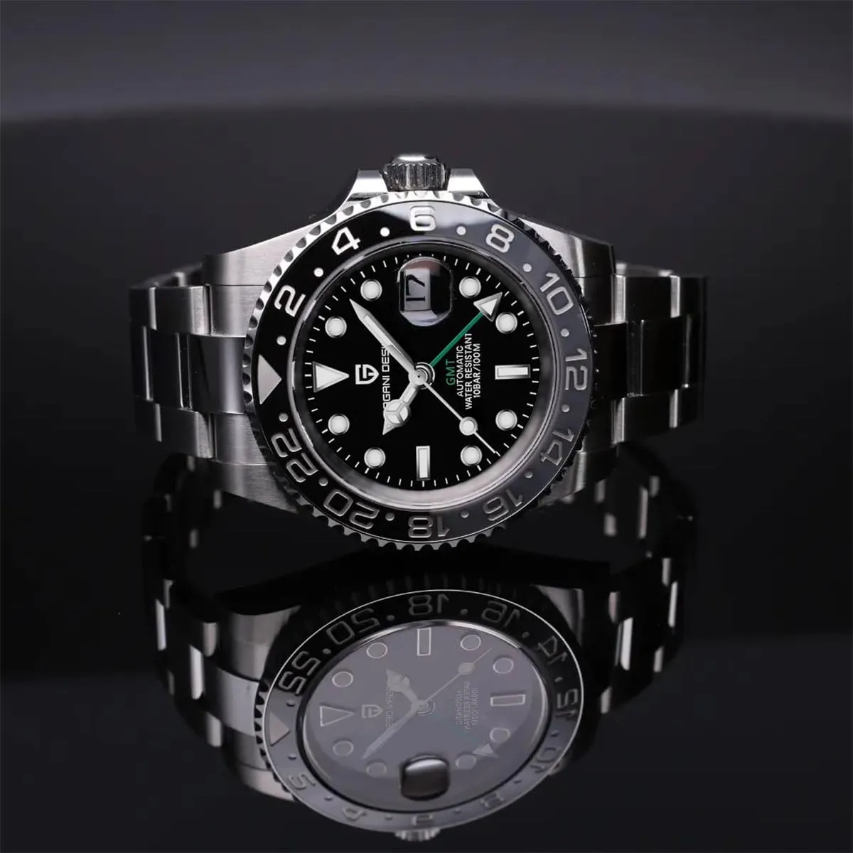 Watch with Date Function Men's Sport blink Watch Pagani Design GMT Automatic Mechanical Men's Watch Rotating Ceramic Bezel Stainless Steel 