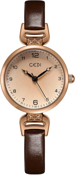 Watch with Leather Strap Analog Quartz Female Small Face Wrist Watch Gosasa Retro Women??s Quartz supremely rustproof Watch Stylish Round Casual Dress Ladies 