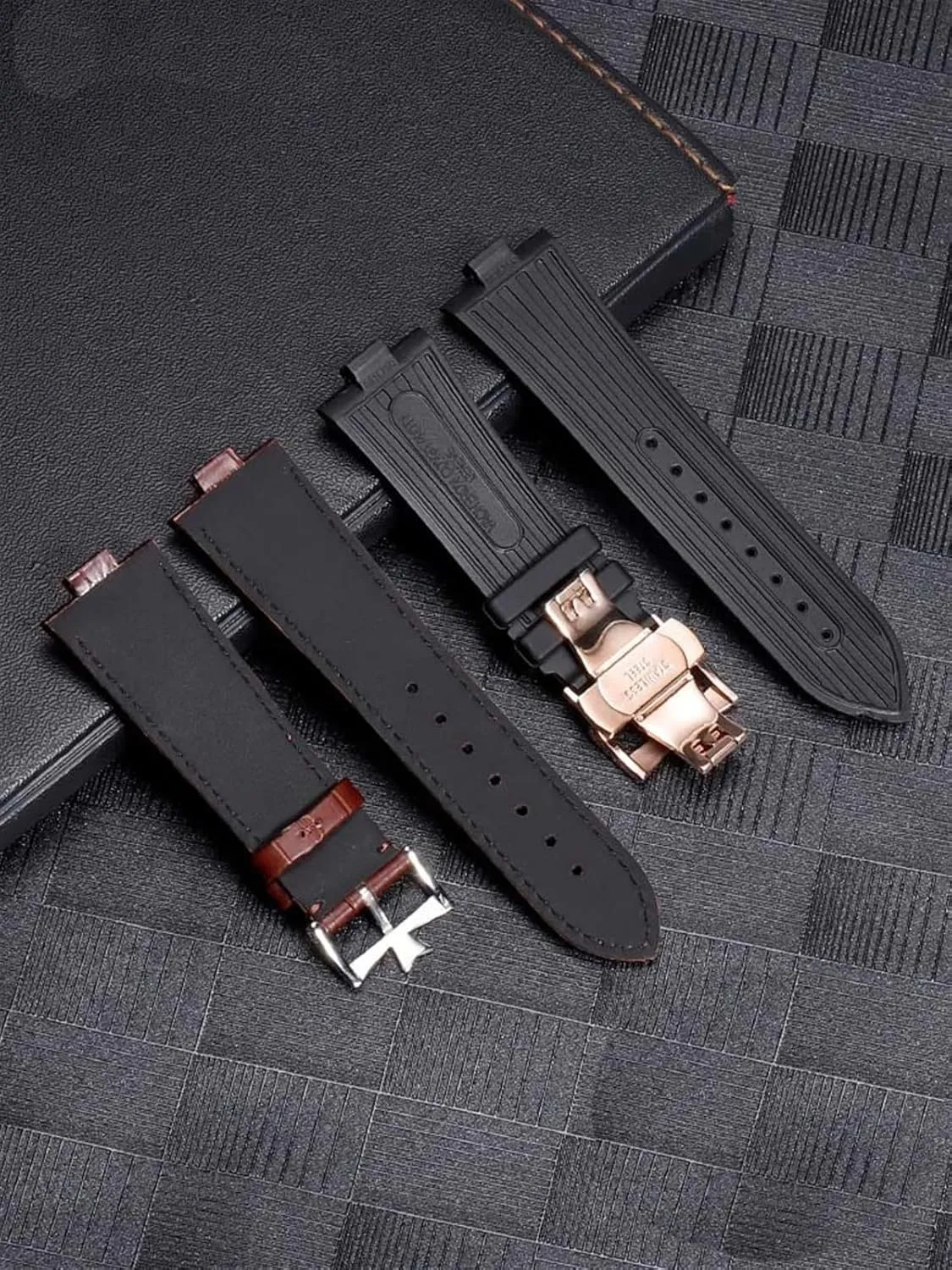 Watchband For Vacheron Constantin OVERSEAS Series 4500V 5500V P47040 Stainless Steel Buckle Men Watch Strap miasmic conquest legitimate 25-8mm Genuine Leather 