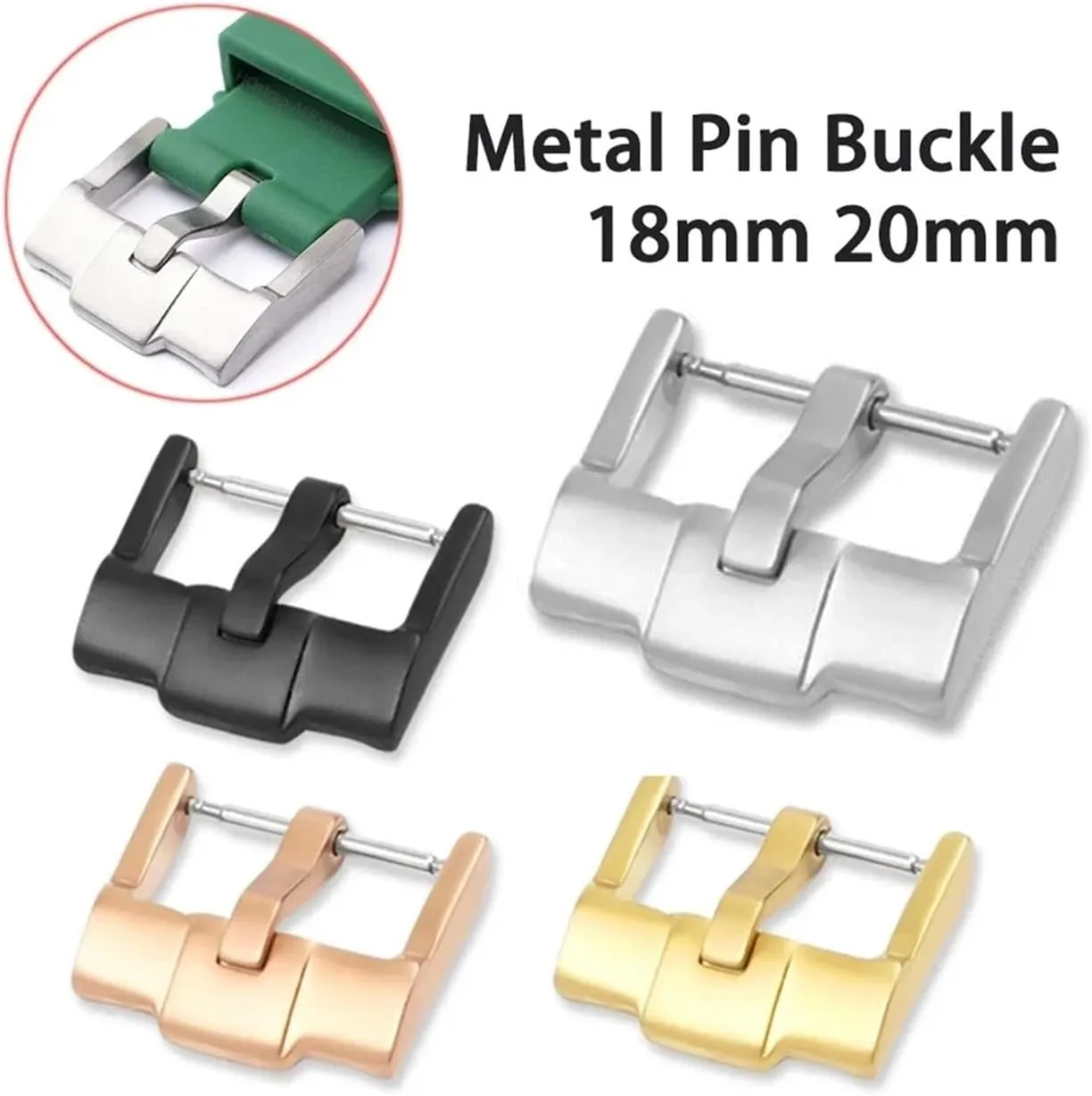 Watchbands Strap stem Clasp Thickened Brushed Silver Black Gold Rose Watches Accessories 3mm Watch Buckle 18mm Stainless Steel Button 
