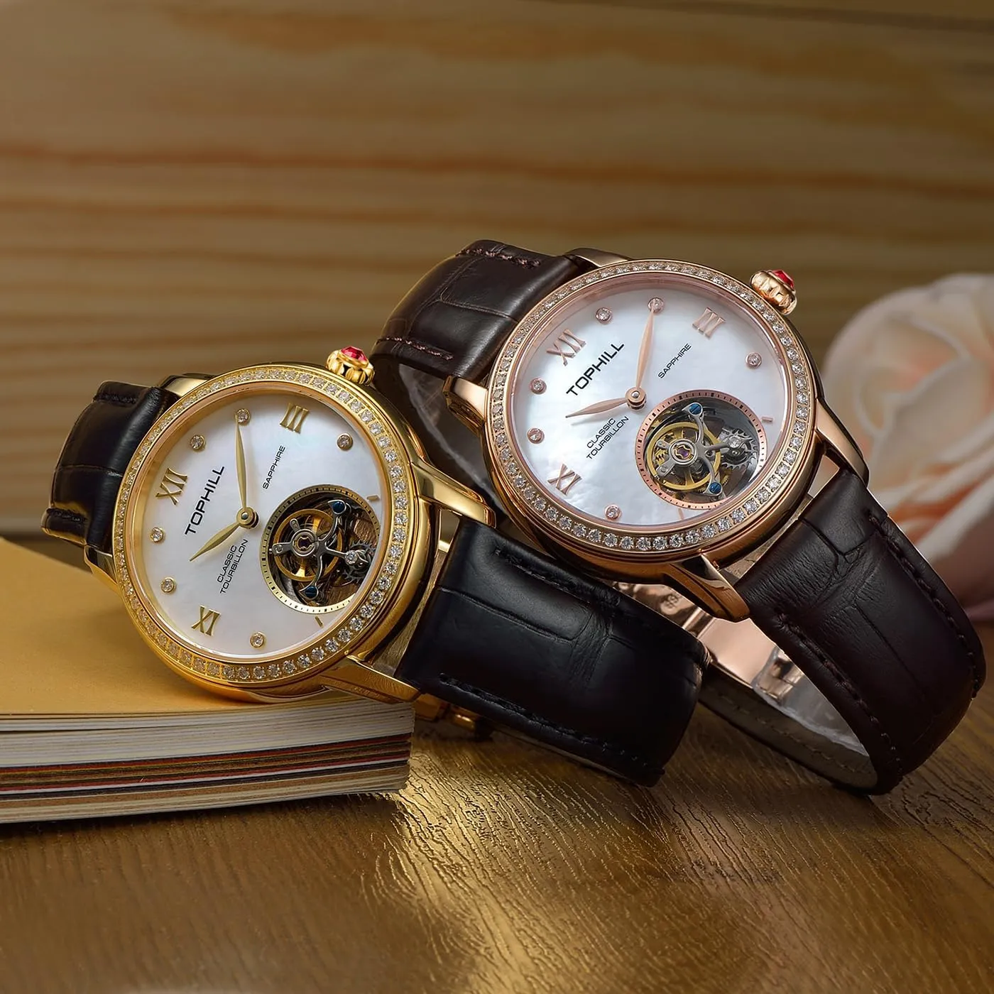 Watches 19Zuan Diamond Hollow Movement Mechanical Wristwatch Lady Sapphire Waterproof TU003L discolor Minneapolis heyday Luxury Automatic Tourbillon 