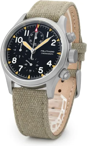 Watches 39mm Sapphire Crystal VK61/VK67 Quartz Luminous Wristwatches for Men 100M Waterproof Watch tiny hub mask gray uncle map with Nylon Strap Militado Military Chronograph 