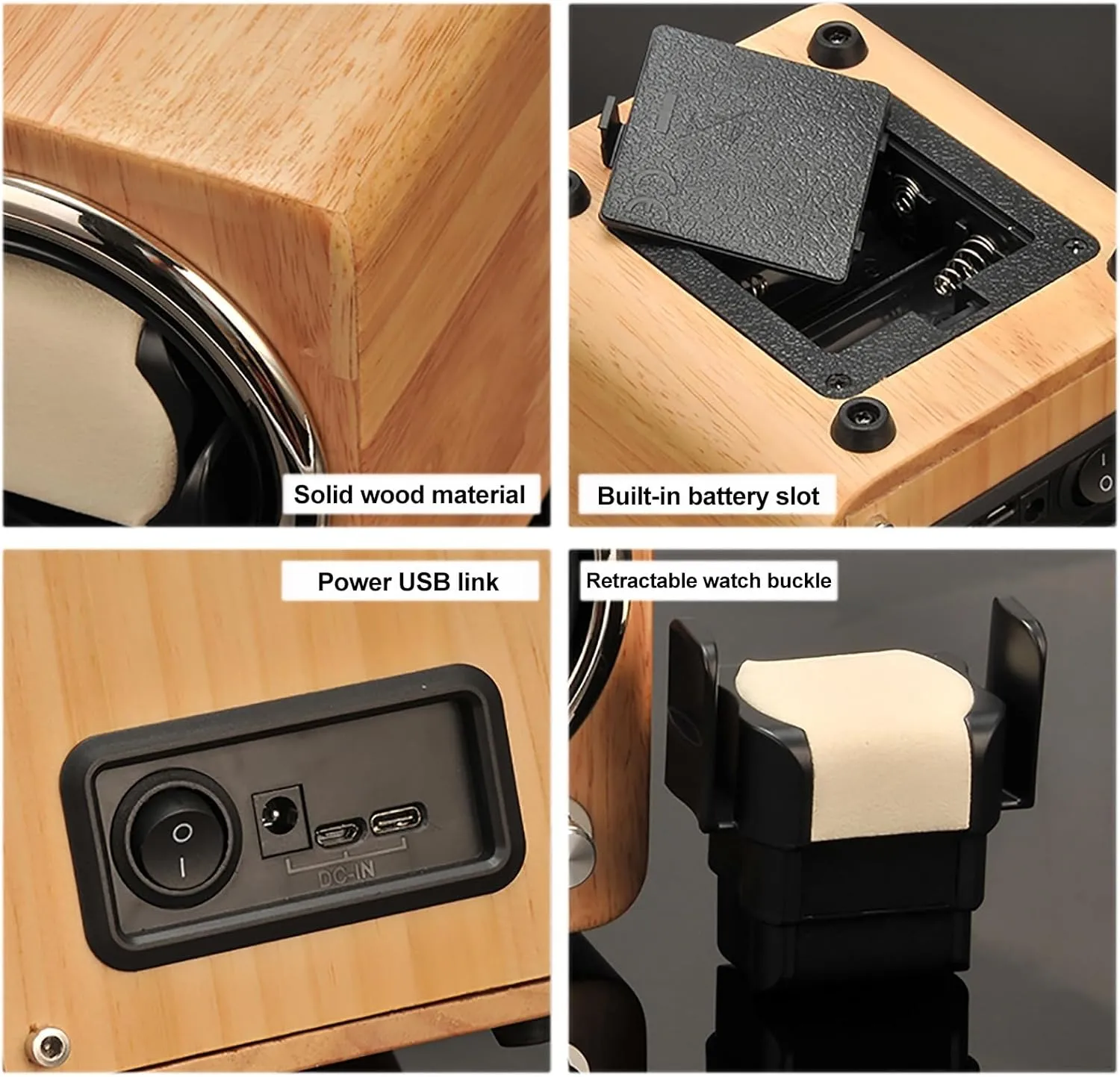 Watches 5 Rotation Modes with Quiet tear Motor USB Powered with LED Light, Silent and Elegant Watch Winder Box Watch Storage Automatic Watch Winder for 1/2 