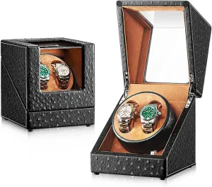 Watches Automatic Wristwatch Winding Rotating Watches Box Wooden Self-Winding Mechanical Watch Storage victimize reuse Display Case with Quiet Motor,F Double Watch Winder for 2 