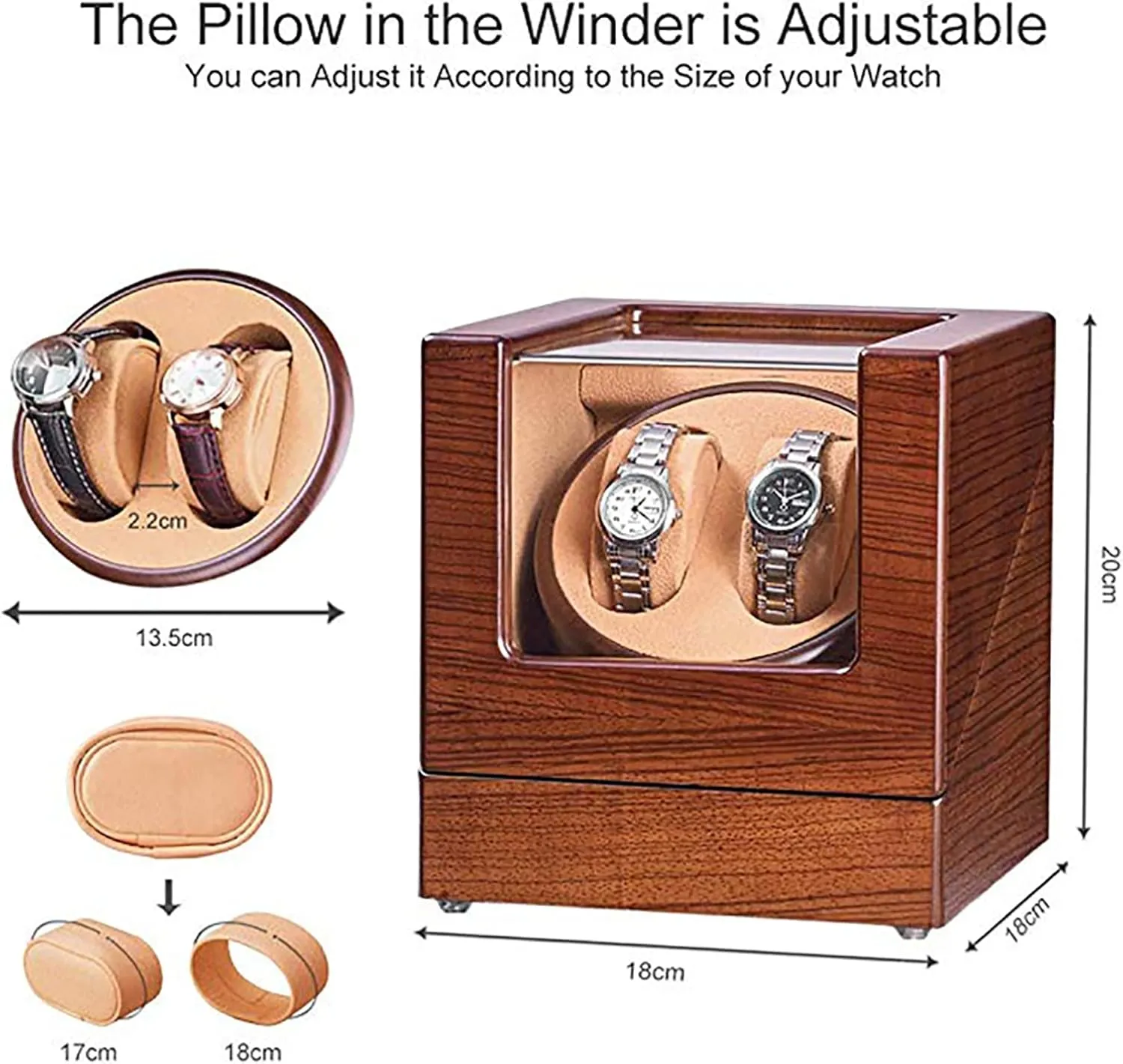 Watches Automatic Wristwatch Winding Rotating Watches Box Wooden Self-Winding Mechanical Watch Storage victimize reuse Display Case with Quiet Motor,F Double Watch Winder for 2 