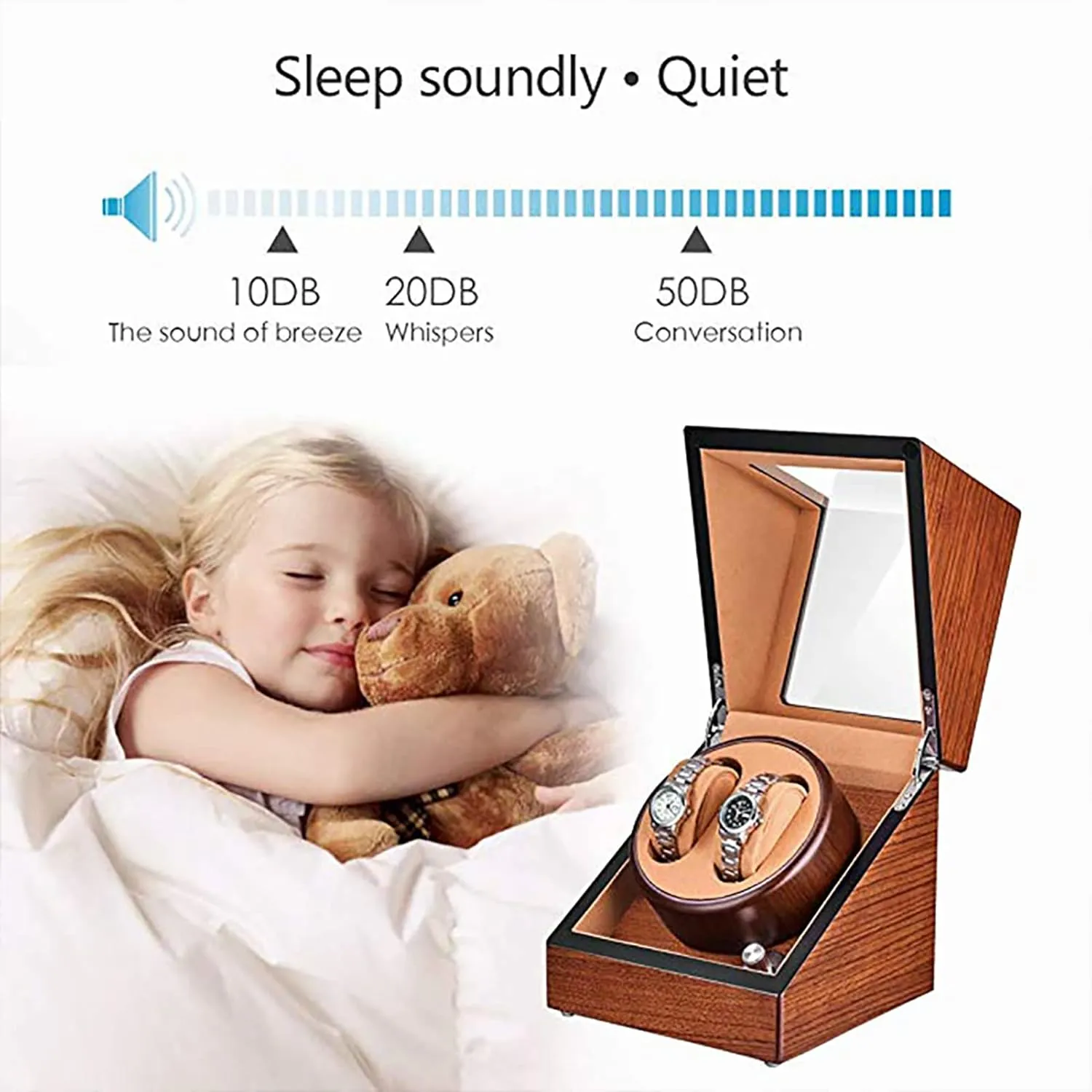 Watches Automatic Wristwatch Winding Rotating Watches Box Wooden Self-Winding Mechanical Watch Storage victimize reuse Display Case with Quiet Motor,F Double Watch Winder for 2 