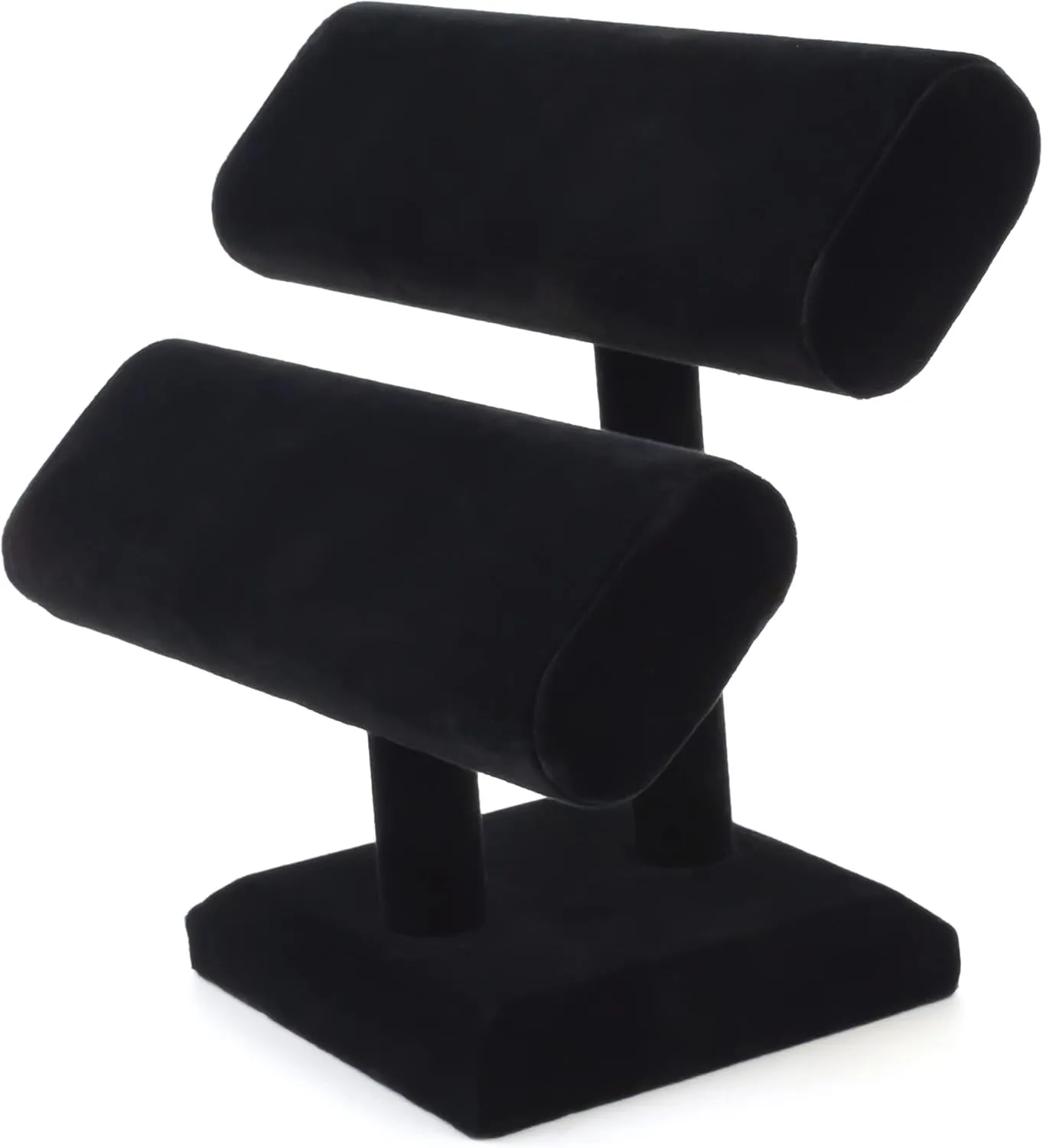 Watches, Bangles, and More (1, Black) Black Velvet construction Double T-Bar Jewelry Display Holds Bracelets, Necklaces, 