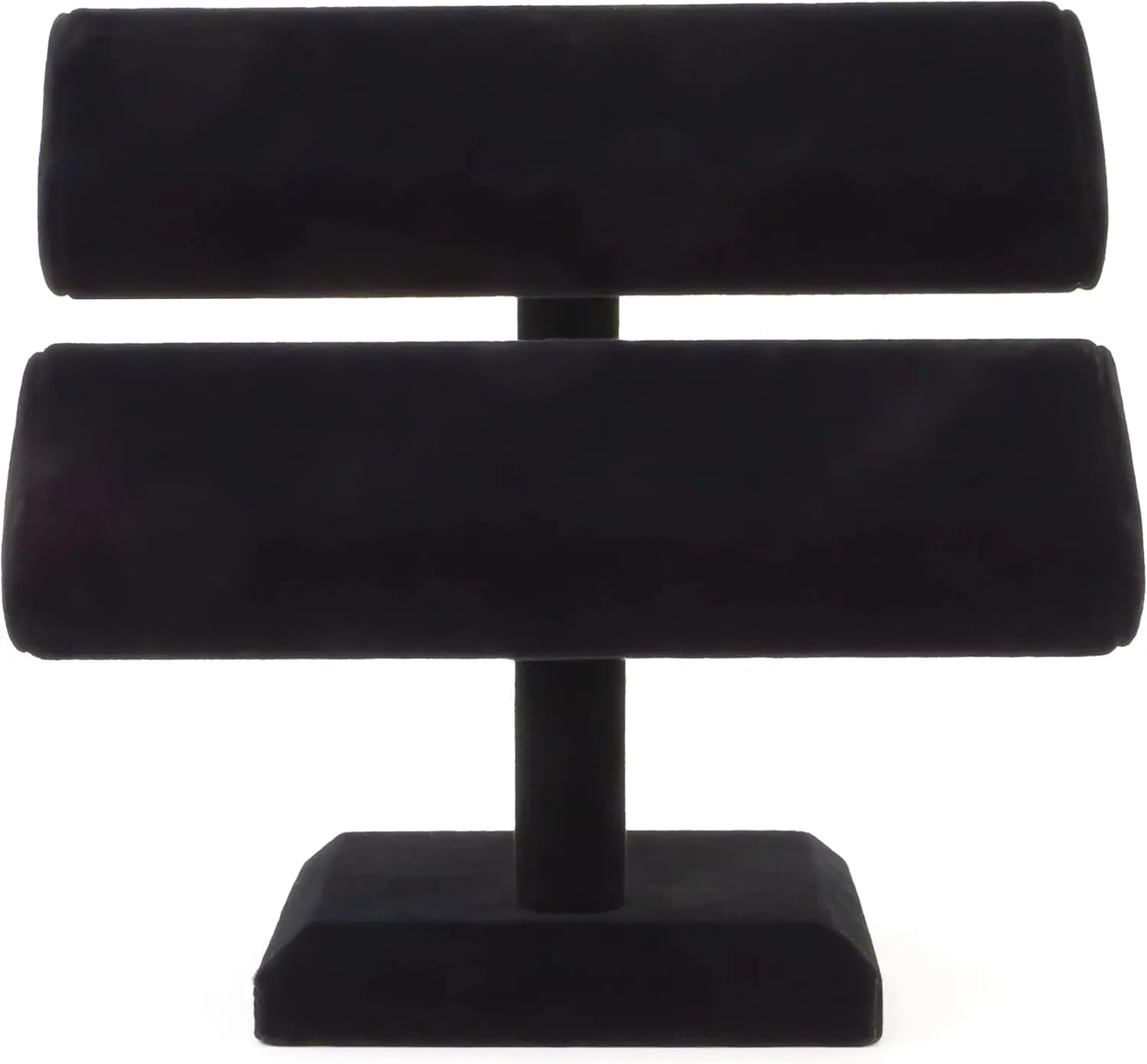 Watches, Bangles, and More (1, Black) Black Velvet construction Double T-Bar Jewelry Display Holds Bracelets, Necklaces, 