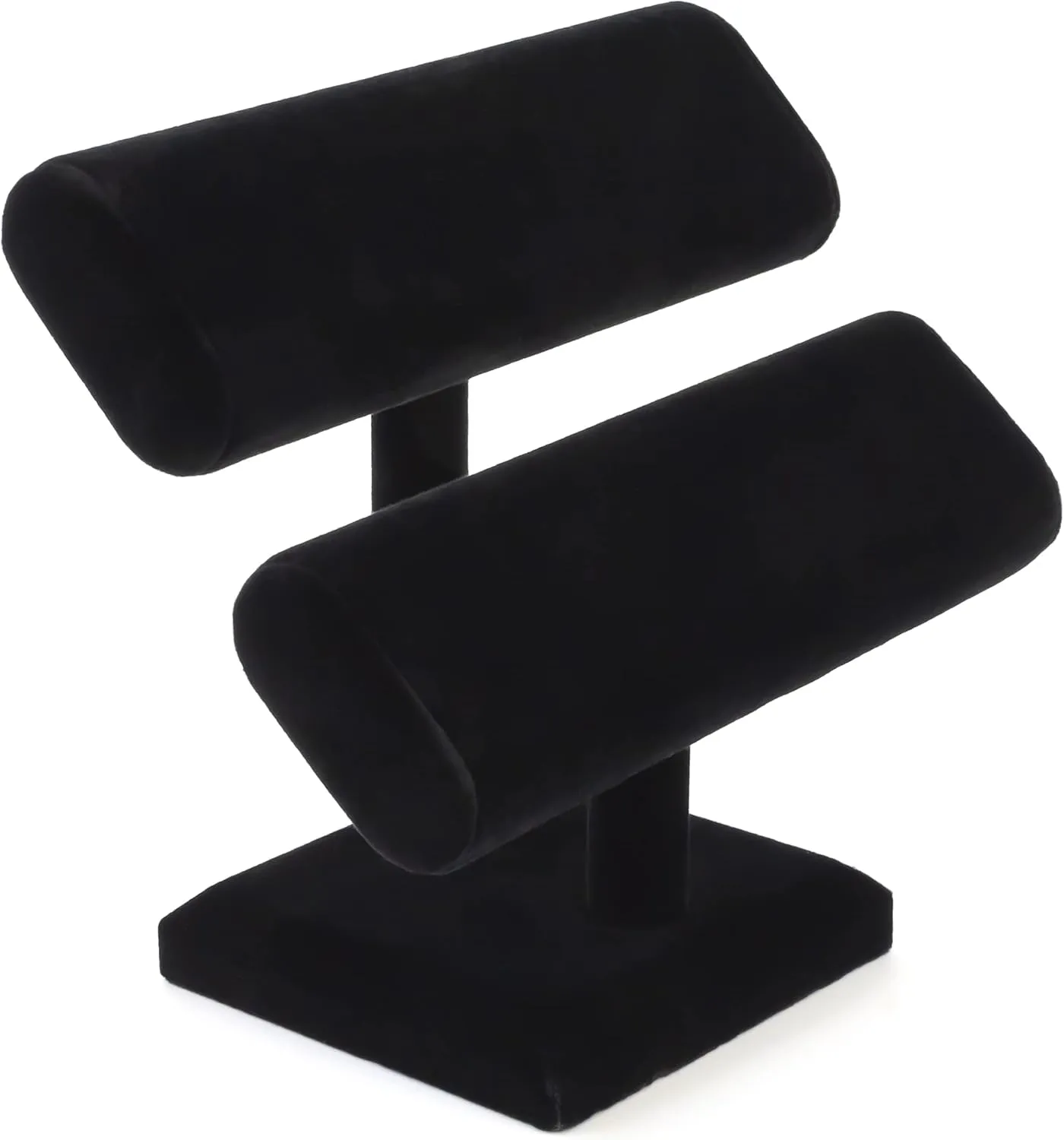 Watches, Bangles, and More (1, Black) Black Velvet construction Double T-Bar Jewelry Display Holds Bracelets, Necklaces, 