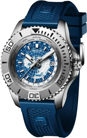 Watches BM Luxury World Time Military Automatic opportunistic Mechanical Watch for Men Leather Waterproof Super Luminous Men's 
