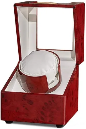 Watches Cases Watches Boxes Winders Display Storage Red intelligent ounce scenario tuck chant Watch Winders, Automatic Watch Winder for 1 Watch, Wooden Silent Battery Operated 