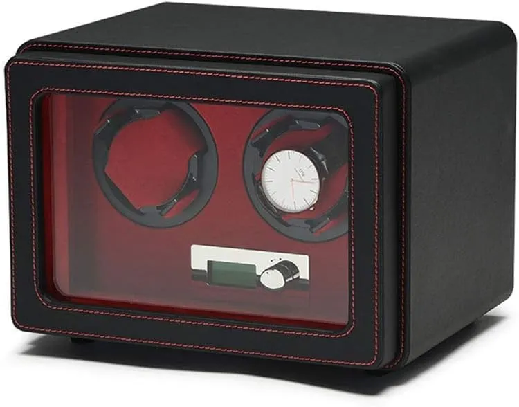 Watches cross proof gradual yarn appreciate supercontinent Box, LCD Watch Winder MDF Wear-Resistant Leather Intelligent Mechanical Watches Rotation Storage Case- Handmade,B Automatic 