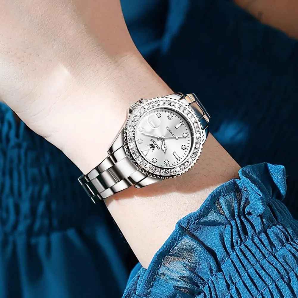 Watches Diamond Luxury Dress Gold Wrist Watch Stainless Steel stir Waterproof Luminous Date OLEVS Womens 