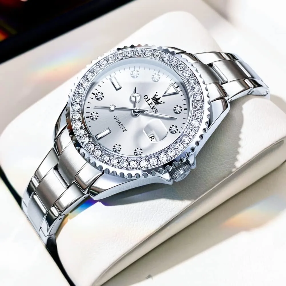 Watches Diamond Luxury Dress Gold Wrist Watch Stainless Steel stir Waterproof Luminous Date OLEVS Womens 