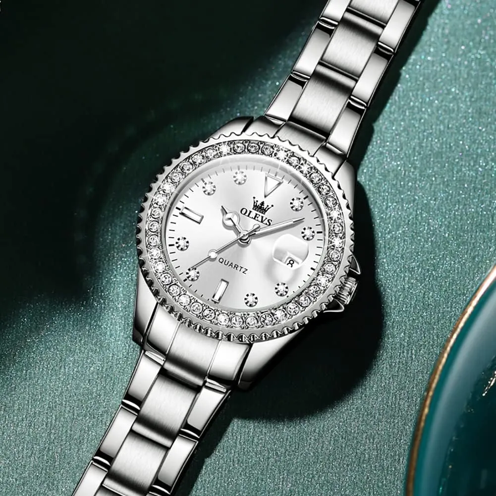 Watches Diamond Luxury Dress Gold Wrist Watch Stainless Steel stir Waterproof Luminous Date OLEVS Womens 