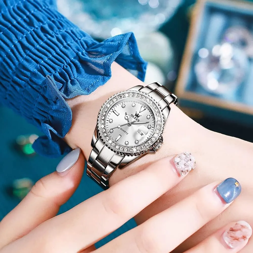 Watches Diamond Luxury Dress Gold Wrist Watch Stainless Steel stir Waterproof Luminous Date OLEVS Womens 