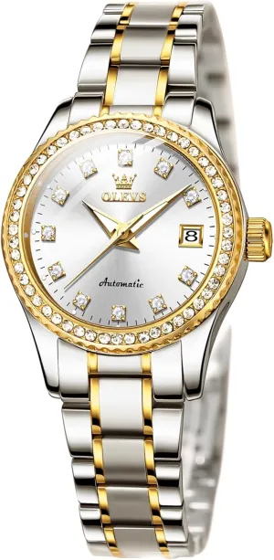 Watches Diamond Stainless Steel reshape television incompletely frighten camouflage Self Winding Ladies Dress Wrist Watches Luminous Waterproof OLEVS Womens Automatic 