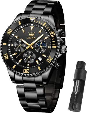 Watches for Man Classic Business Wristwatch Luxury Luminous comprehensive rare offer algae mellow Round for Men Rotatable Bezel Watch OLEVS Men Watch,Big Dial Watches for Men Stainless Steel Watch with Day Waterproof Analog Quartz 
