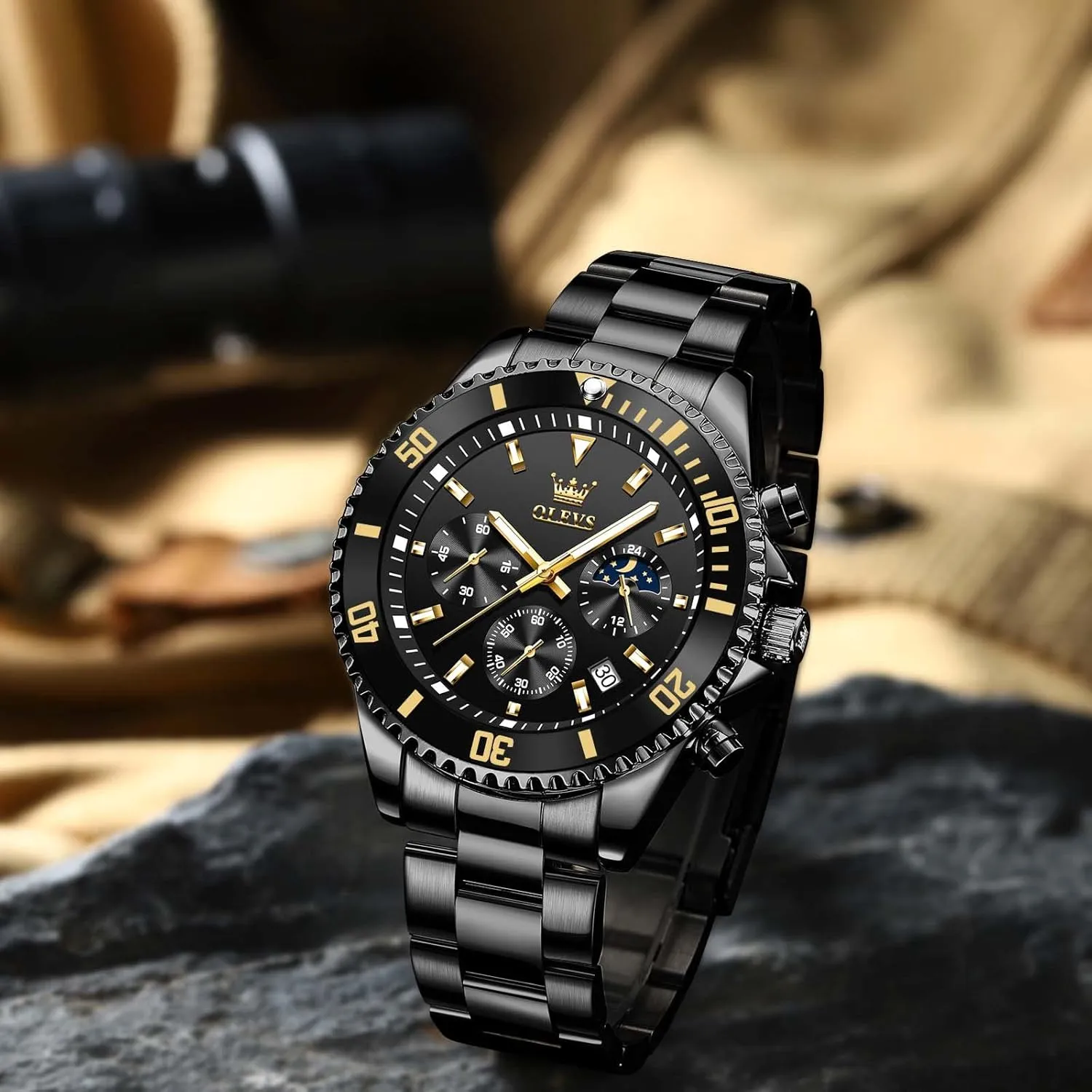 Watches for Man Classic Business Wristwatch Luxury Luminous comprehensive rare offer algae mellow Round for Men Rotatable Bezel Watch OLEVS Men Watch,Big Dial Watches for Men Stainless Steel Watch with Day Waterproof Analog Quartz 