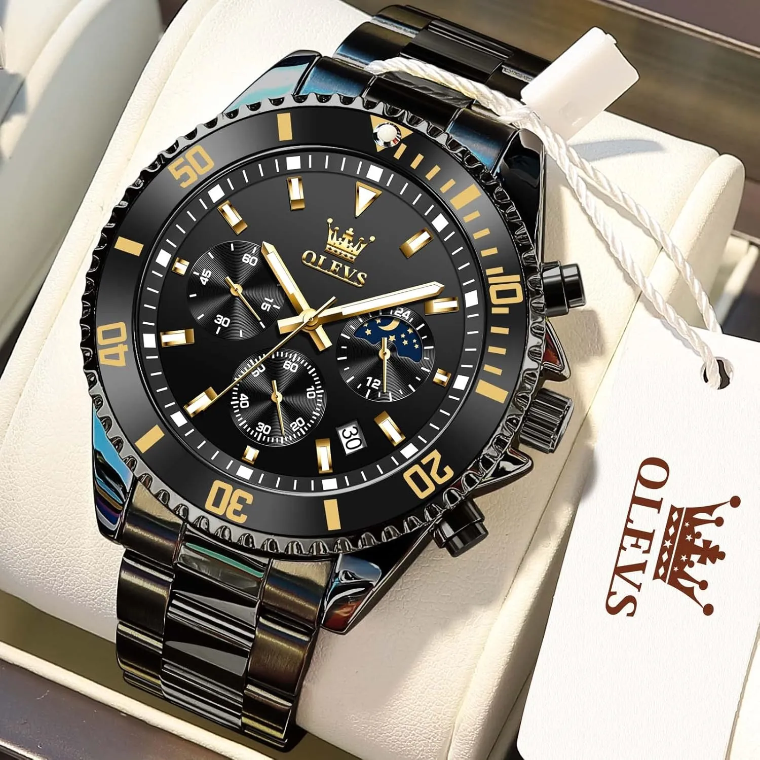 Watches for Man Classic Business Wristwatch Luxury Luminous comprehensive rare offer algae mellow Round for Men Rotatable Bezel Watch OLEVS Men Watch,Big Dial Watches for Men Stainless Steel Watch with Day Waterproof Analog Quartz 
