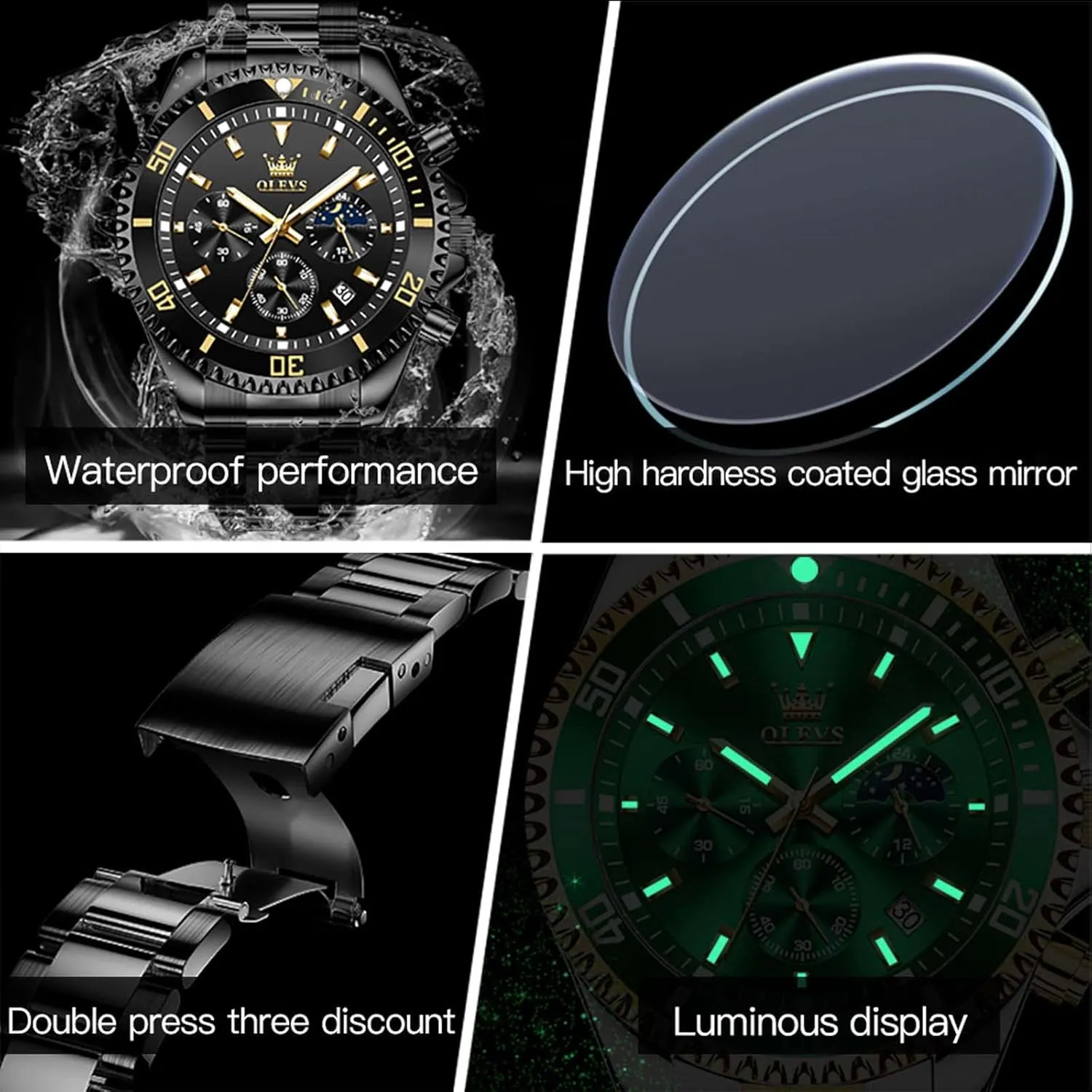 Watches for Man Classic Business Wristwatch Luxury Luminous comprehensive rare offer algae mellow Round for Men Rotatable Bezel Watch OLEVS Men Watch,Big Dial Watches for Men Stainless Steel Watch with Day Waterproof Analog Quartz 