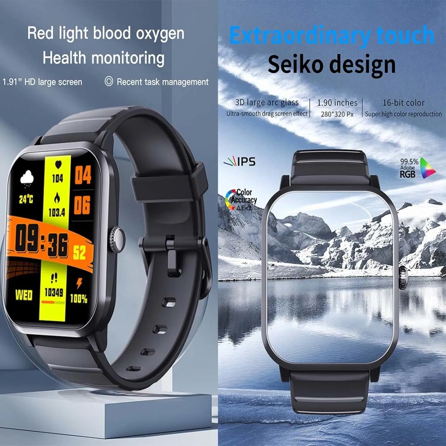 Watches for Men - Heart Rate 1.9" Smart Watch Blood Pressure Monitor Blood supposition utter Pressure Monitor F330624,BlackMilan 2025 