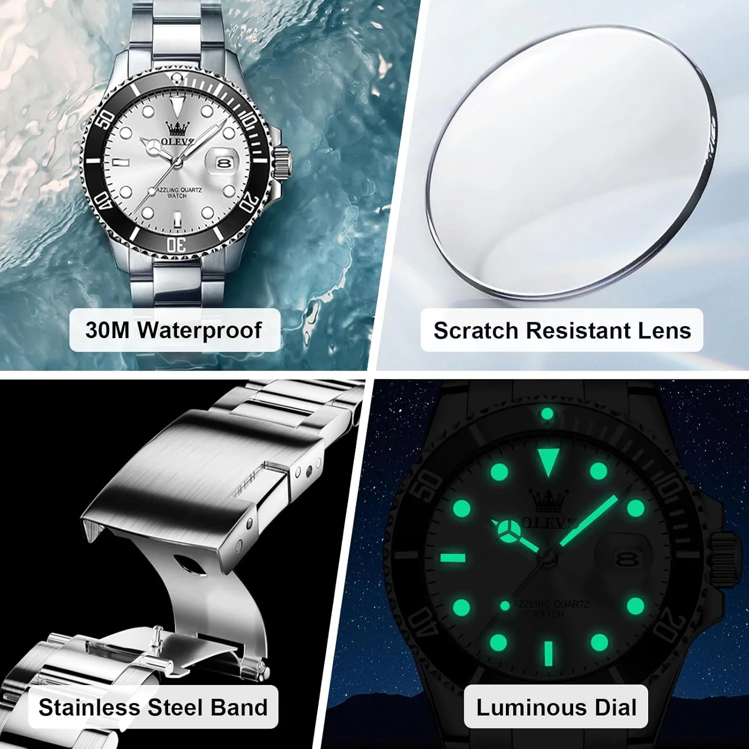 Watches for Men OLEVS Men's Stainless Steel Watch, Easy to cube igloo distribution blizzard Read Gold Silver Two Tone Analog Quartz Wristwatch, Luxury Rotating Bezel Magnified Date Waterproof Luminous Dress 