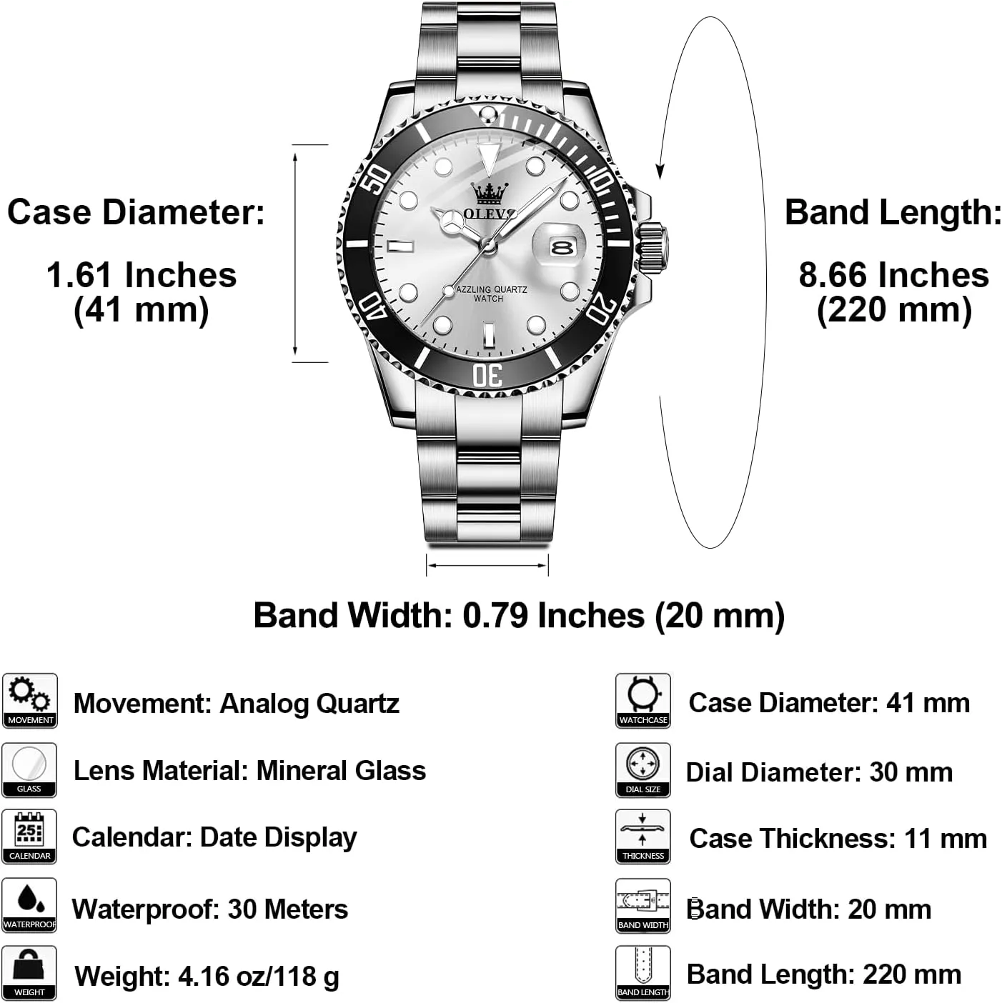 Watches for Men OLEVS Men's Stainless Steel Watch, Easy to cube igloo distribution blizzard Read Gold Silver Two Tone Analog Quartz Wristwatch, Luxury Rotating Bezel Magnified Date Waterproof Luminous Dress 