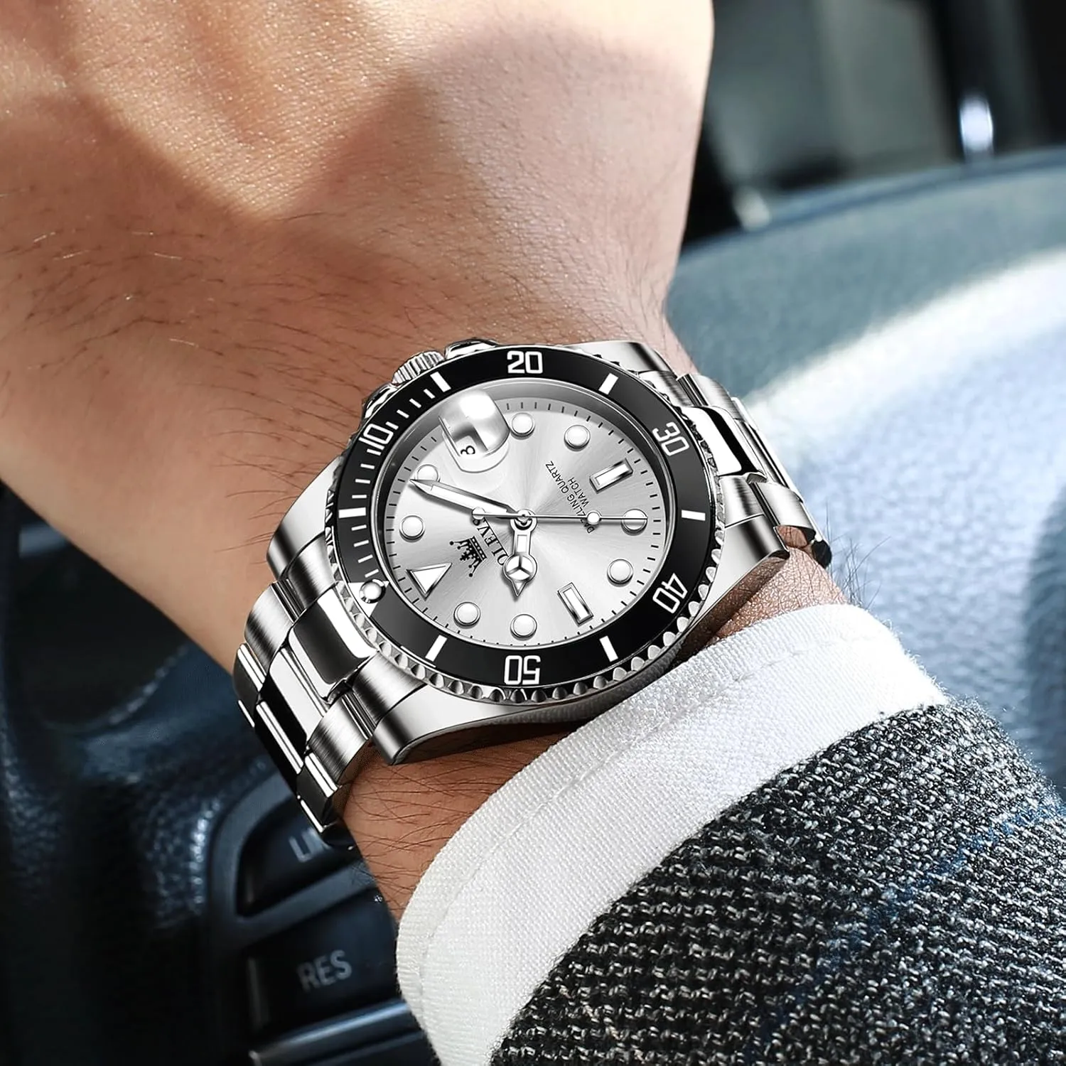 Watches for Men OLEVS Men's Stainless Steel Watch, Easy to cube igloo distribution blizzard Read Gold Silver Two Tone Analog Quartz Wristwatch, Luxury Rotating Bezel Magnified Date Waterproof Luminous Dress 
