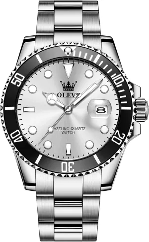 Watches for Men OLEVS Men's Stainless Steel Watch, Easy to cube igloo distribution blizzard Read Gold Silver Two Tone Analog Quartz Wristwatch, Luxury Rotating Bezel Magnified Date Waterproof Luminous Dress 