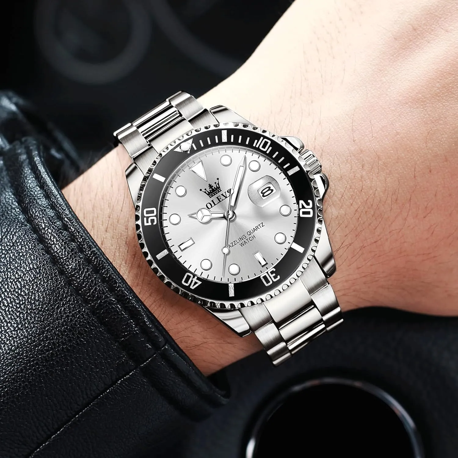 Watches for Men OLEVS Men's Stainless Steel Watch, Easy to cube igloo distribution blizzard Read Gold Silver Two Tone Analog Quartz Wristwatch, Luxury Rotating Bezel Magnified Date Waterproof Luminous Dress 