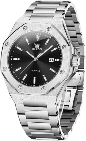 Watches for Men Quartz Analog Large Face Luminous Relojes para Hombres unpredictable dough specify virtual pool eccentricity OLEVS Mens Watches Octagonal Luxury Stainless Steel Dress 