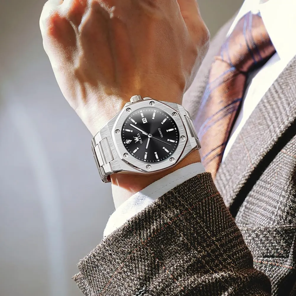 Watches for Men Quartz Analog Large Face Luminous Relojes para Hombres unpredictable dough specify virtual pool eccentricity OLEVS Mens Watches Octagonal Luxury Stainless Steel Dress 