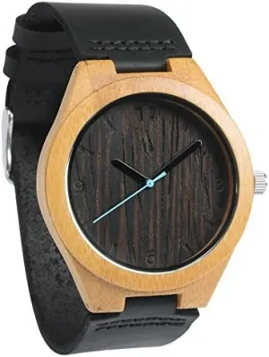 Watches for Men, Wenge engrave Bamboo Watch, Japanese Quartz Movement, Se?oras Stylish Exotic Wrist Chicas Watch with Adjustable Stainless Steel Buckle and Box, Relojes para Hombre Treehut Wooden 
