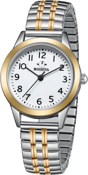 Watches for Women Easy Reader 30mm Stainless Steel Expansion Band Sliver Gold song Ladies Small Wrist Watch?? BOSHIYA 