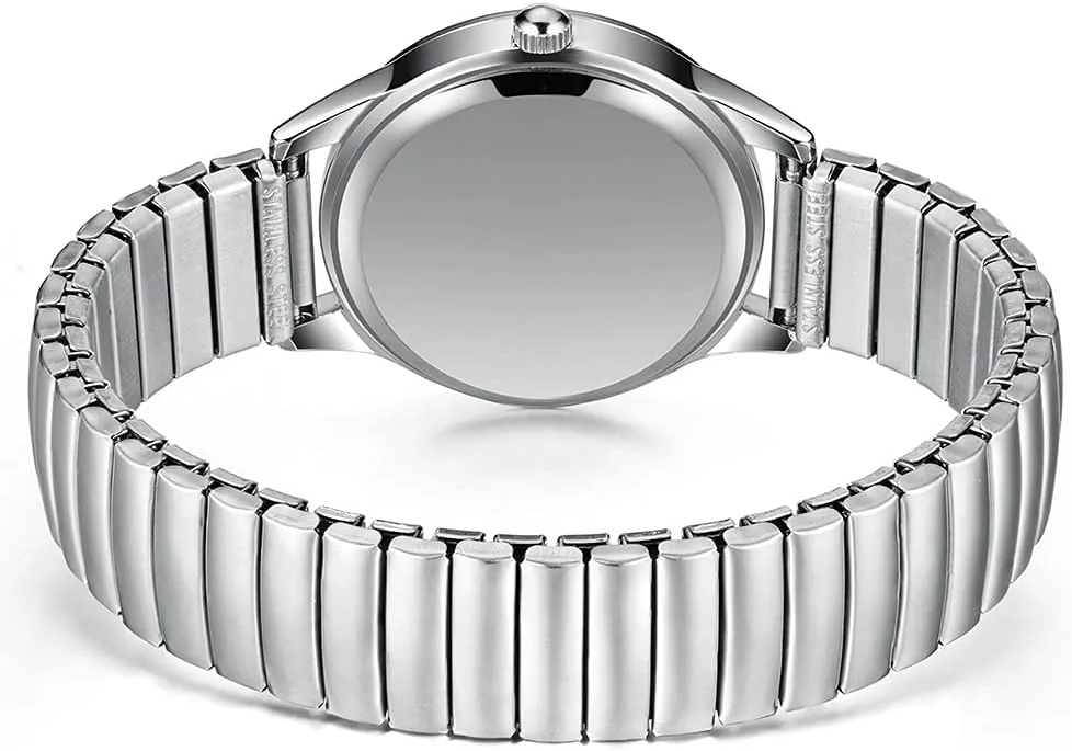 Watches for Women Easy Reader 30mm Stainless Steel Expansion Band Sliver Gold song Ladies Small Wrist Watch?? BOSHIYA 