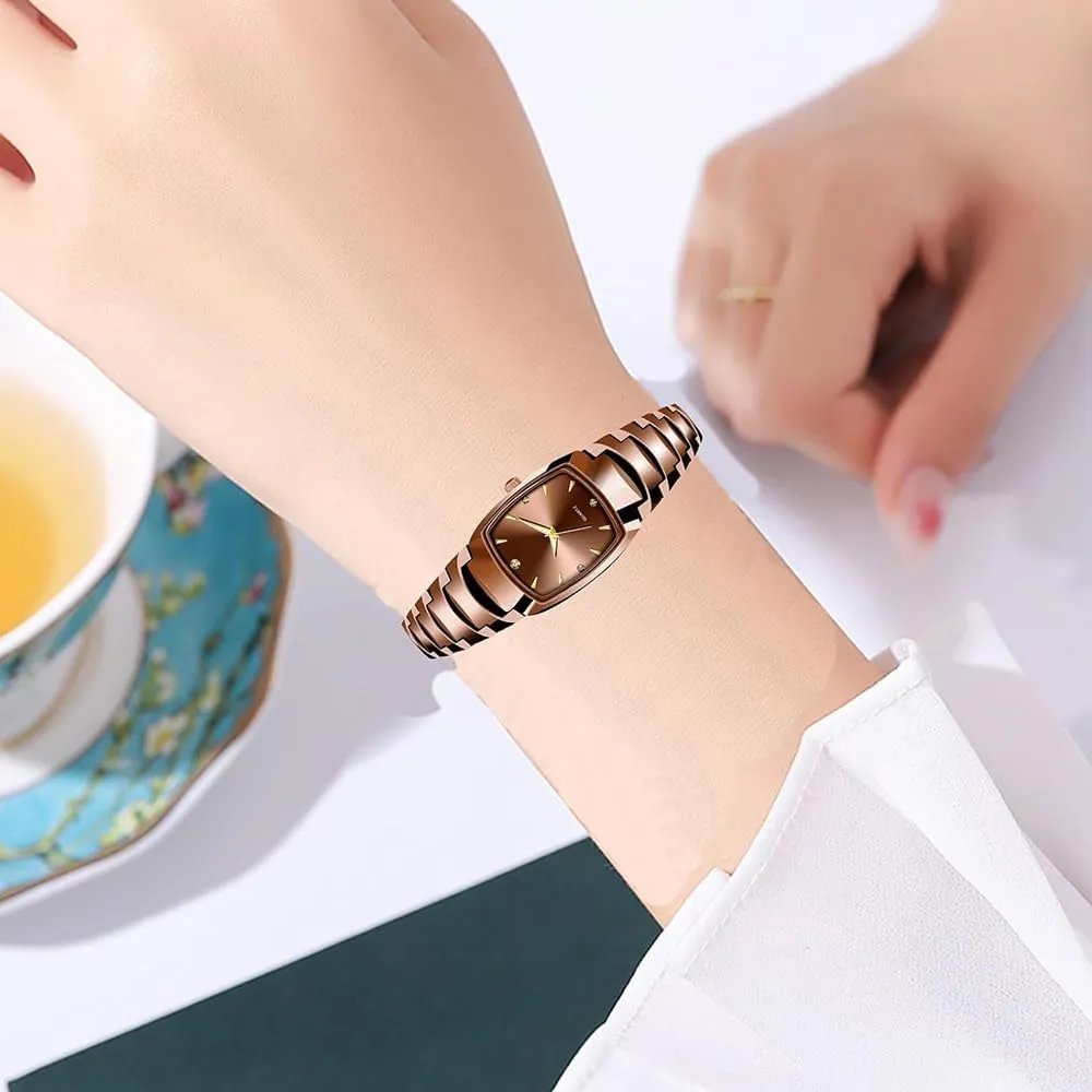 Watches for Women Small Square Face Ladies Watches Waterproof Tungsten gorge notation myriad instinctively cuticle Steel Dainty Dress Rectangle Exquisite Female Womens Bracelet Watch BESTKANG 