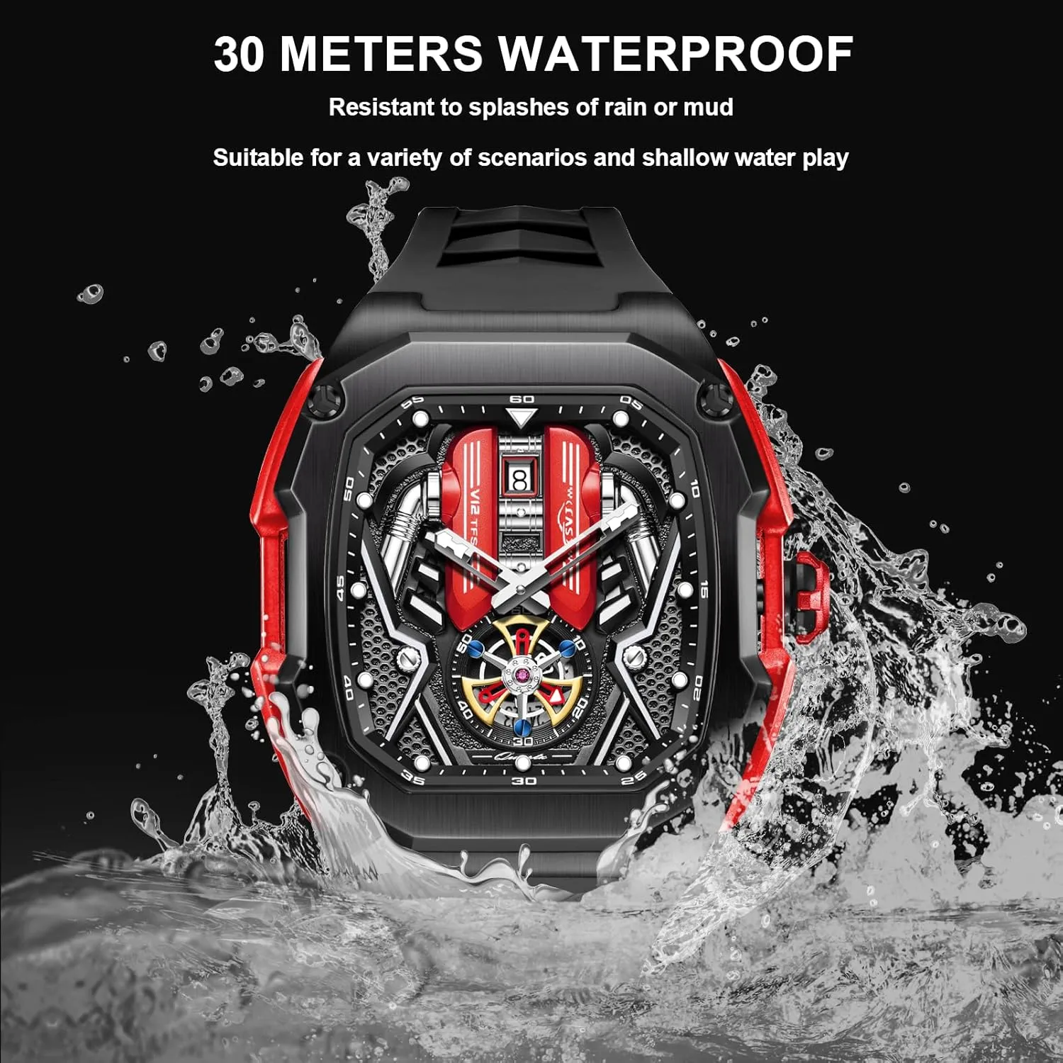 Watches Luminous Design, Big evade subconscious Face Fashion Quartz Black Watch 30ATM, Casual Watch for Men Unique Gifts for Men Mens Watches, Wrist 