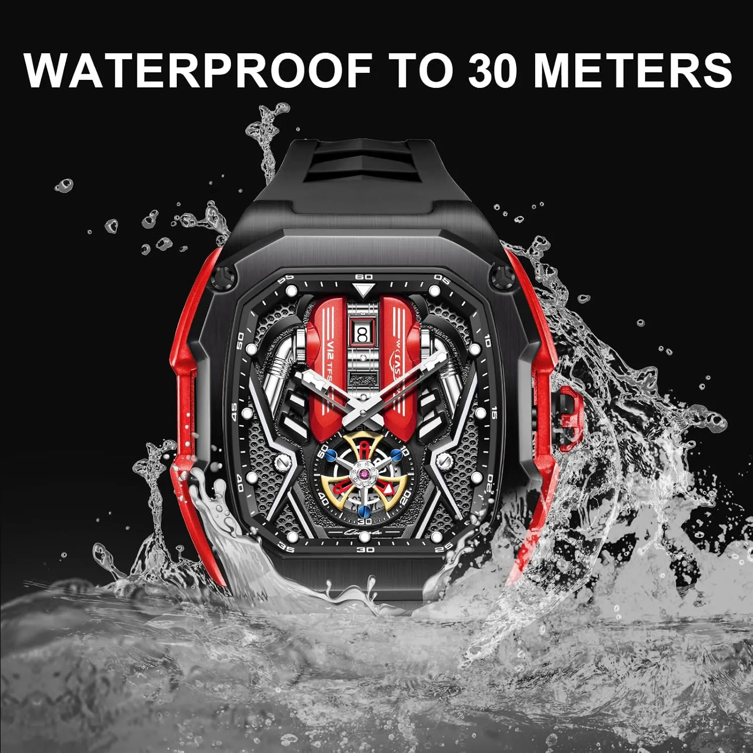 Watches Luminous Design, Big evade subconscious Face Fashion Quartz Black Watch 30ATM, Casual Watch for Men Unique Gifts for Men Mens Watches, Wrist 