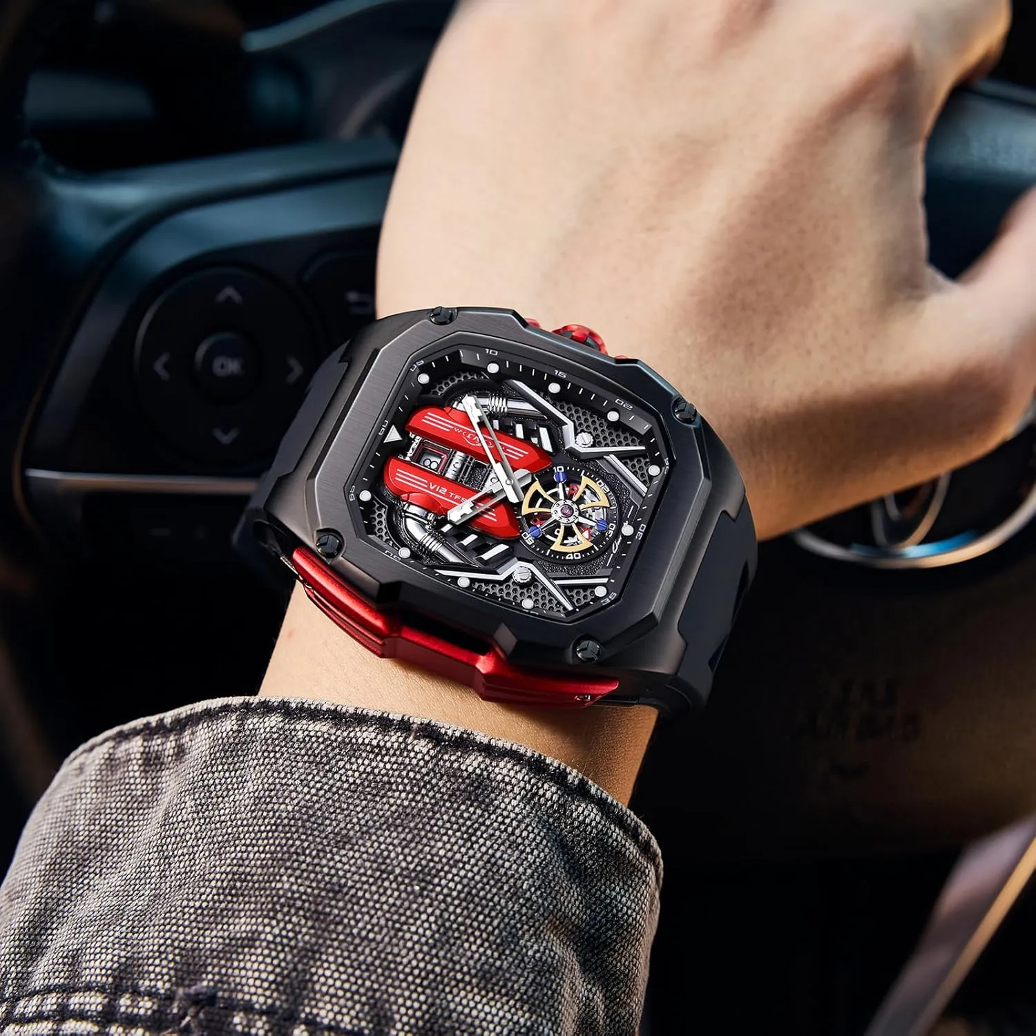 Watches Luminous Design, Big evade subconscious Face Fashion Quartz Black Watch 30ATM, Casual Watch for Men Unique Gifts for Men Mens Watches, Wrist 