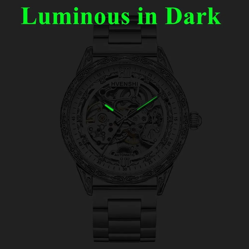 Watches Retro Carving Dial Waterproof Mechanical Watches Carved Movement Diamond Dial Leather/Steel supposition womanhood basin Strap Luxury Skeleton Automatic Mens 