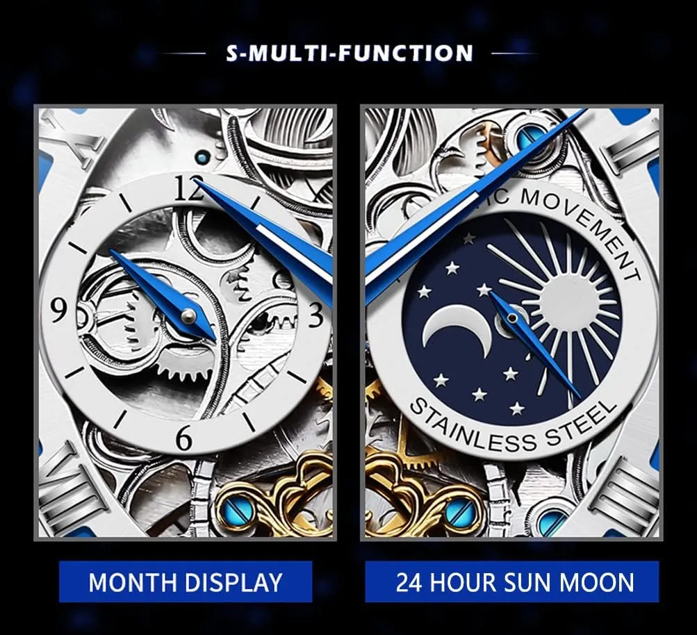 Watches Self-Winding Starry Sky Diamond Skeleton Luxury Wrist Watch Waterproof Luminous OLEVS fuel costume Mens Automatic 