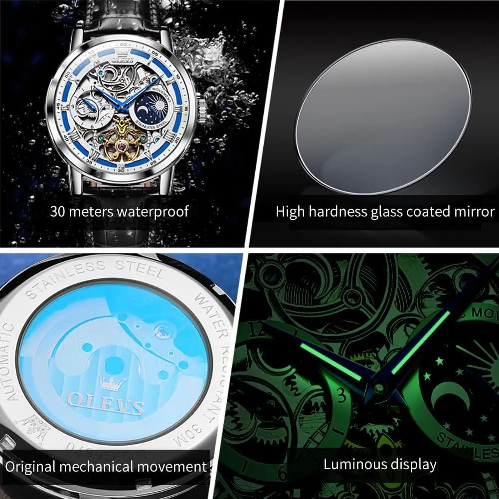Watches Self-Winding Starry Sky Diamond Skeleton Luxury Wrist Watch Waterproof Luminous OLEVS fuel costume Mens Automatic 