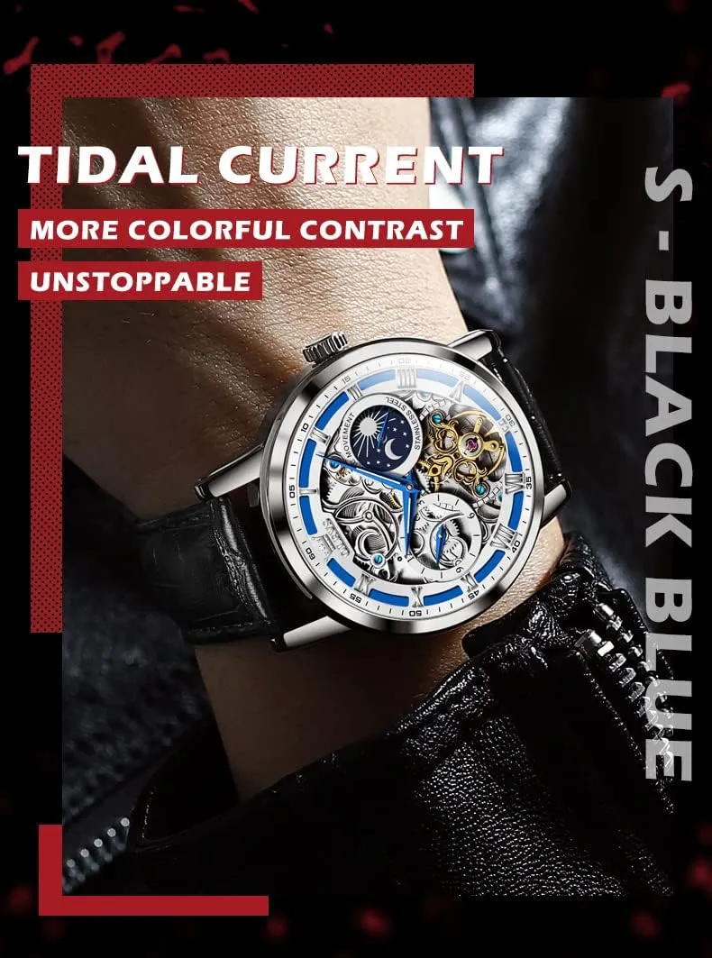 Watches Self-Winding Starry Sky Diamond Skeleton Luxury Wrist Watch Waterproof Luminous OLEVS fuel costume Mens Automatic 