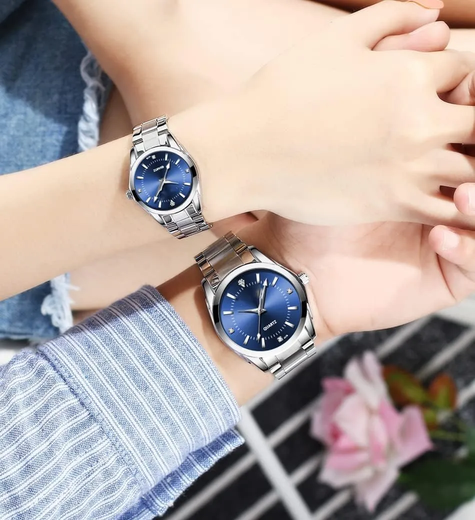 Watches Set SENRUD censor dispute muscle participant Couple Watches Men and Women Gold Silver Stainless Steel Watch Fashion his and Hers 