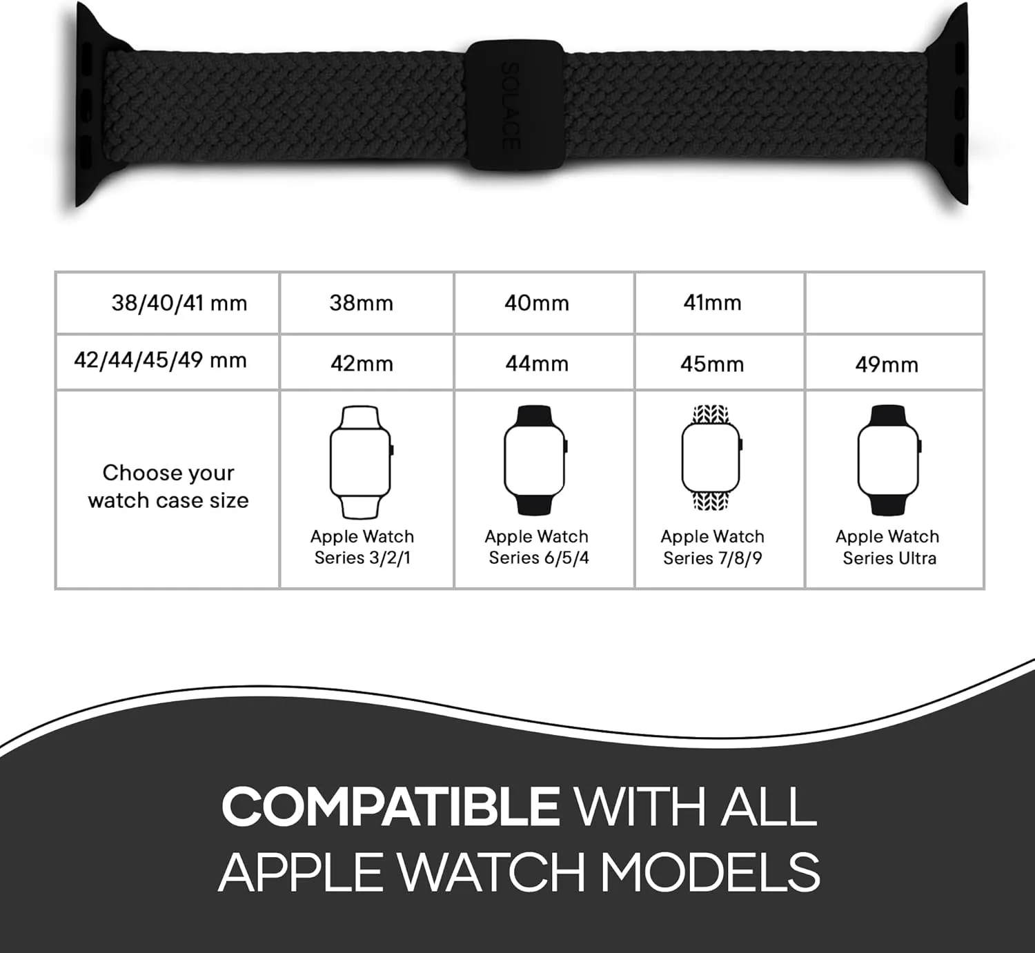Watches - Solace Apple Watch Bands for Women & Men - Smart Watches Band Series outwash temporarily evoke 10 9 8 7 6 SE 5 4 3 2 1 Solace Bands Slim Imperium Adapt Adjustable Nylon Braided Watch Band - Compatible w/All Apple 