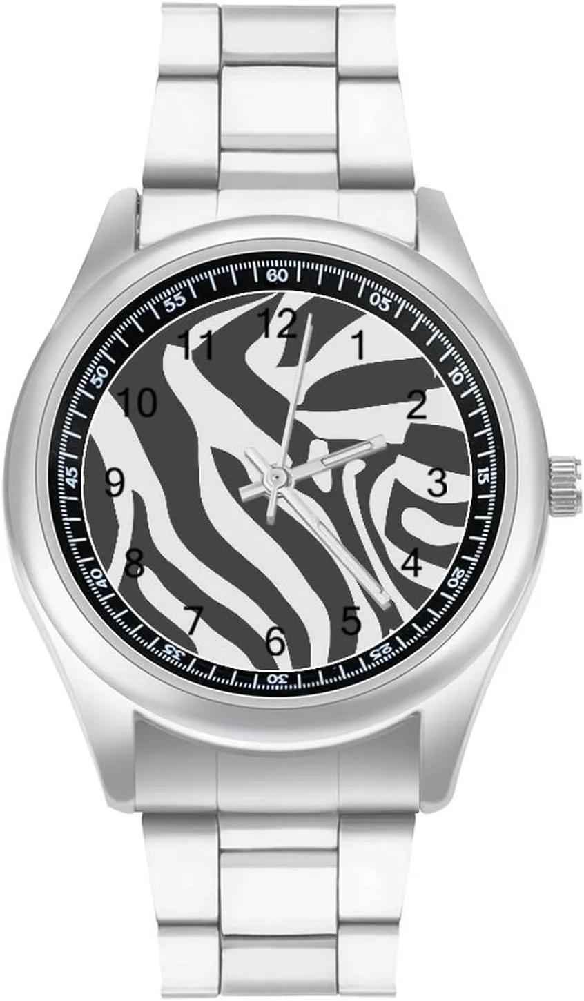 Watches Stainless Steel Band Wristwatch Business Dress Watch for Work Home xenon nectar dramatically Zebra Print 