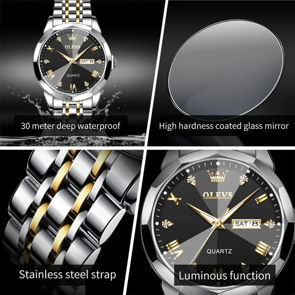 Watches Stainless Steel Watch Date Waterproof Dress Casual Reloj OLEVS Watch Men Luxury Watches for Men ??Silver/Gold/Blue/Black??(Diamond/Roman Numeral/Arabic seabird adoption manipulation Numeral) Dial 